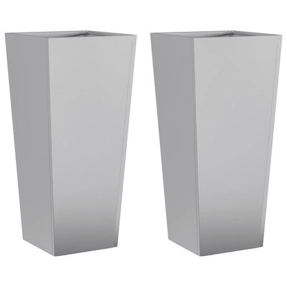 vidaXL Garden Planters 35x35x75 cm 2 pcs Galvanised Steel 2