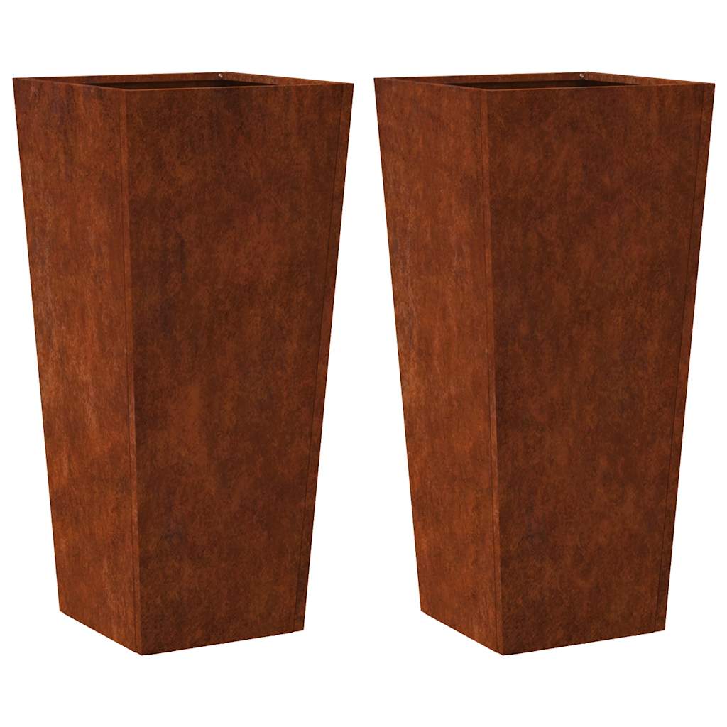 vidaXL Garden Planters 2 pcs 35x35x75 cm Weathering Steel 2