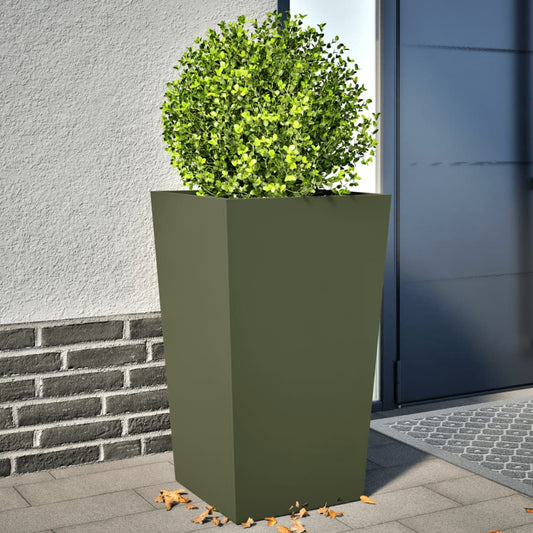 vidaXL Garden Planters 2 pcs Olive Green 45x45x75 cm Steel 1
