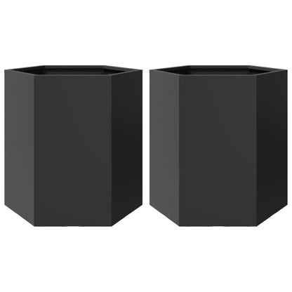 vidaXL Garden Planter 2 pcs Black Hexagon 46x40x45 cm Steel 2