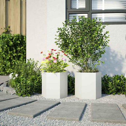 vidaXL Garden Planter 2 pcs White Hexagon 46x40x45 cm Steel 3