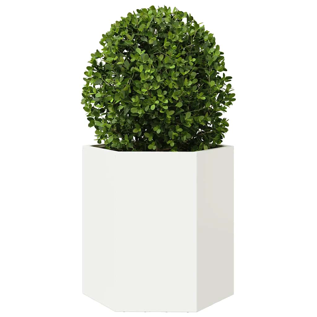 vidaXL Garden Planter 2 pcs White Hexagon 46x40x45 cm Steel 5
