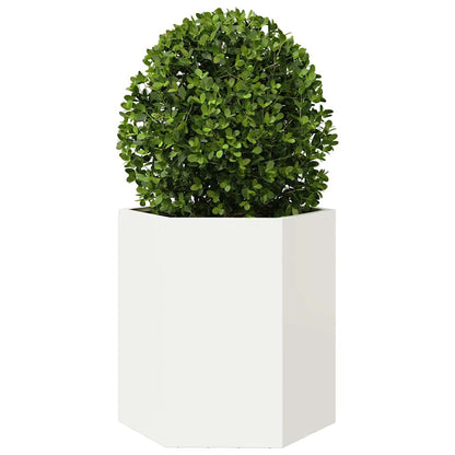 vidaXL Garden Planter 2 pcs White Hexagon 46x40x45 cm Steel 5