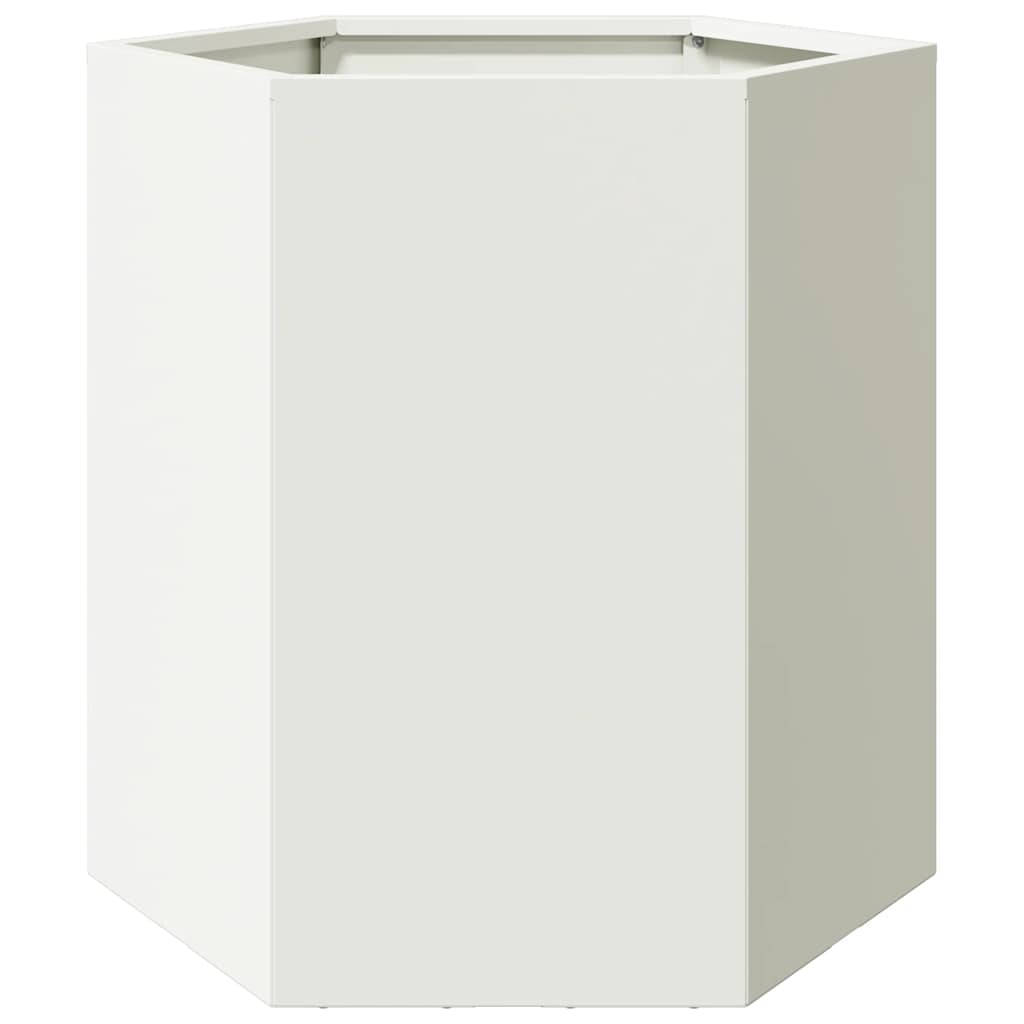 vidaXL Garden Planter 2 pcs White Hexagon 46x40x45 cm Steel 6