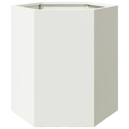 vidaXL Garden Planter 2 pcs White Hexagon 46x40x45 cm Steel 6