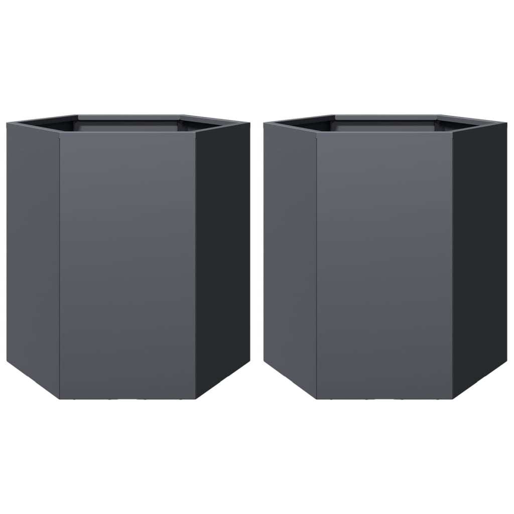 vidaXL Garden Planter 2 pcs Anthracite Hexagon 46x40x45 cm Steel 2