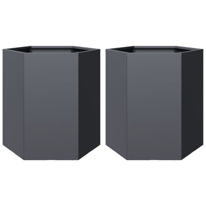 vidaXL Garden Planter 2 pcs Anthracite Hexagon 46x40x45 cm Steel 2