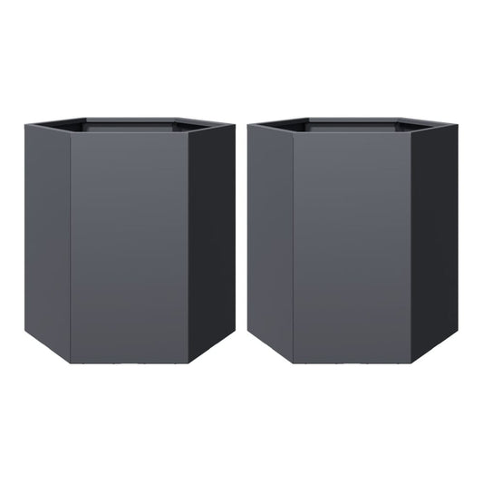 Garden Planters Black Hexagon 46x40x45 cm Steel 2 Steel/anthracite