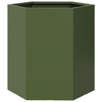 vidaXL Garden Planter 2 pcs Olive Green Hexagon 46x40x45 cm Steel 6