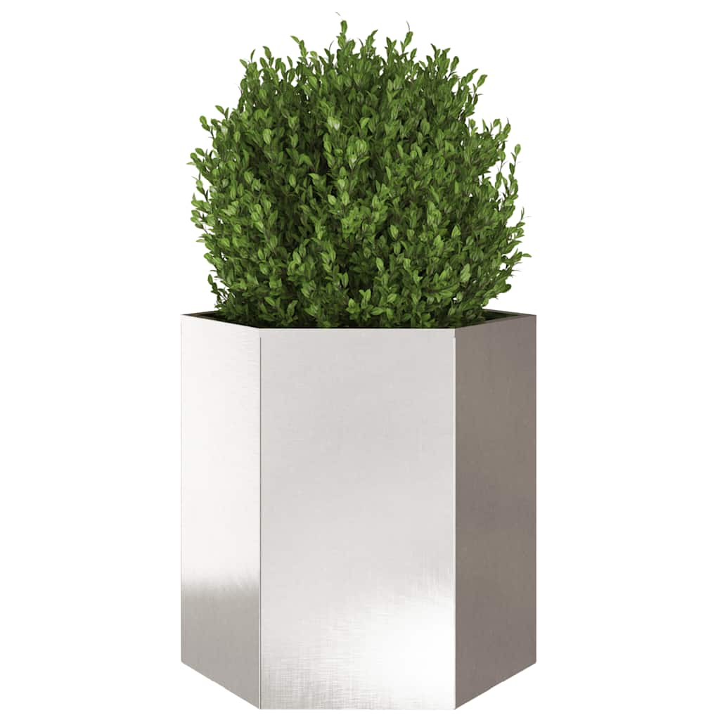 vidaXL Garden Planter Hexagon 46x40x45 cm Stainless Steel 3