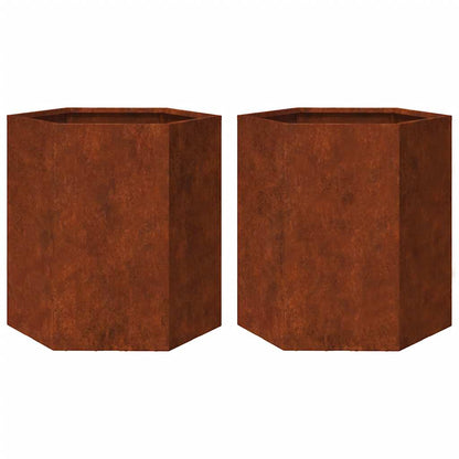 vidaXL Garden Planters 2 pcs Hexagon 46x40x45 cm Weathering Steel 2