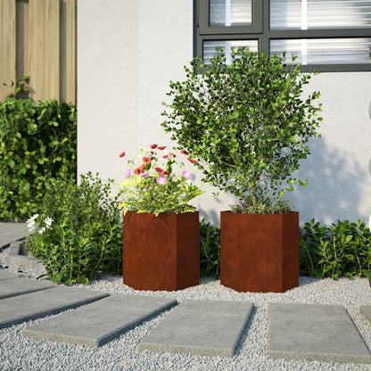 vidaXL Garden Planters 2 pcs Hexagon 46x40x45 cm Weathering Steel 5