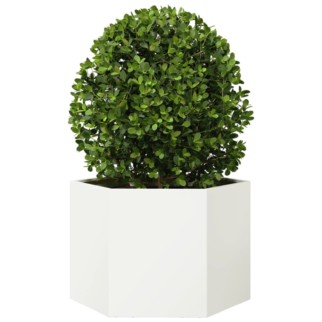 vidaXL Garden Planter White Hexagon 69x60x45 cm Steel 3