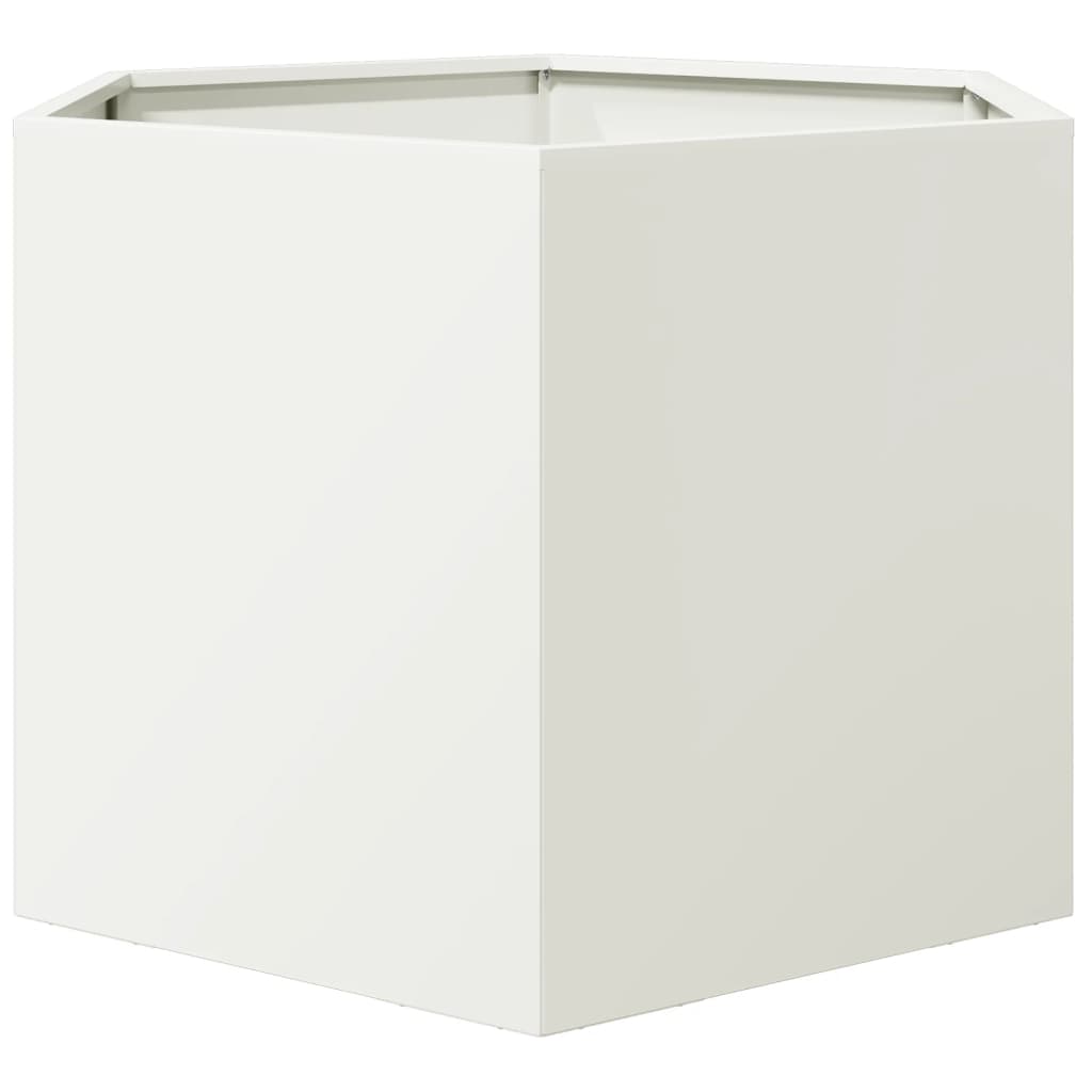 vidaXL Garden Planter White Hexagon 69x60x45 cm Steel 4