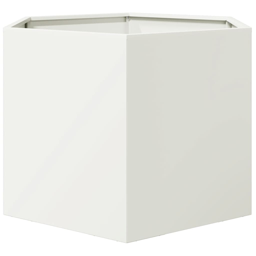 vidaXL Garden Planter White Hexagon 69x60x45 cm Steel 5