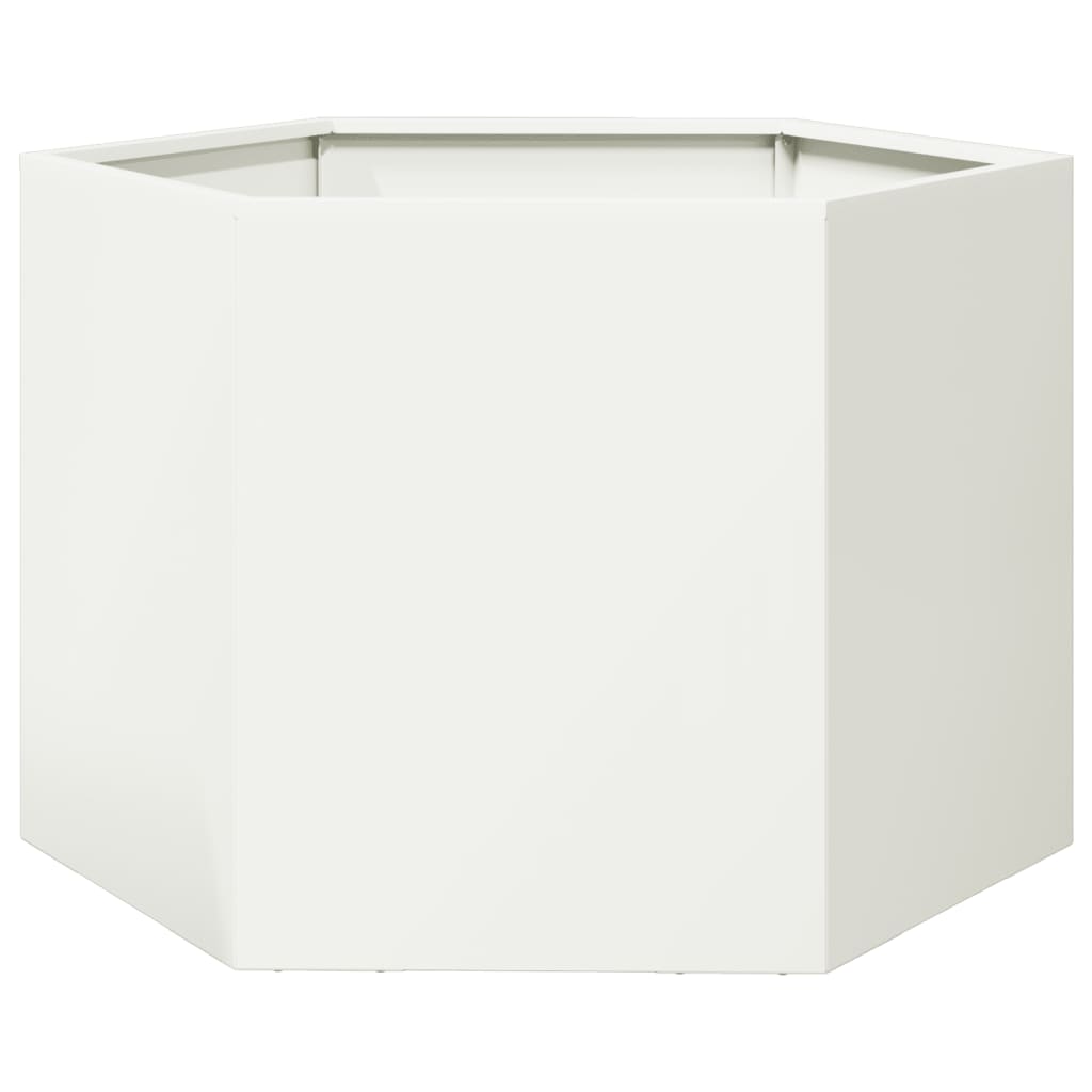 vidaXL Garden Planter White Hexagon 69x60x45 cm Steel 6