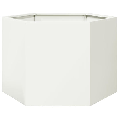 vidaXL Garden Planter White Hexagon 69x60x45 cm Steel 6
