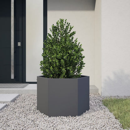 vidaXL Garden Planter Anthracite Hexagon 69x60x45 cm Steel 1
