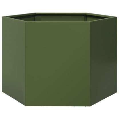 vidaXL Garden Planter Olive Green Hexagon 69x60x45 cm Steel 2