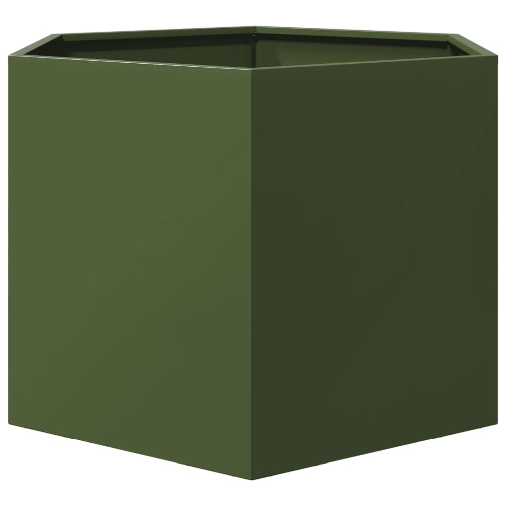 vidaXL Garden Planter Olive Green Hexagon 69x60x45 cm Steel 4