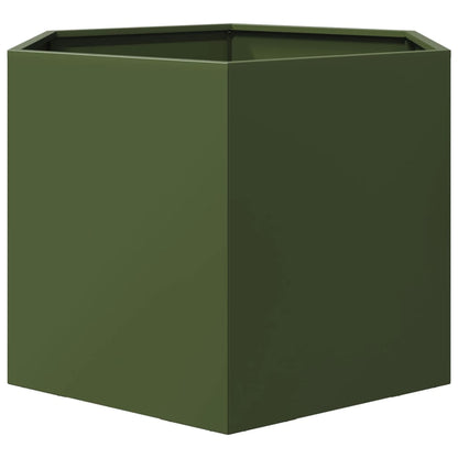 vidaXL Garden Planter Olive Green Hexagon 69x60x45 cm Steel 5