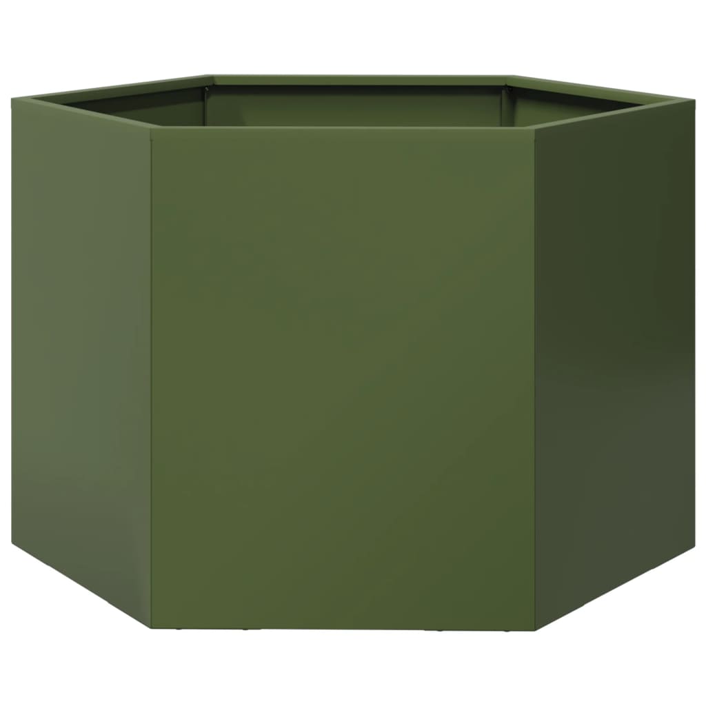 vidaXL Garden Planter Olive Green Hexagon 69x60x45 cm Steel 6