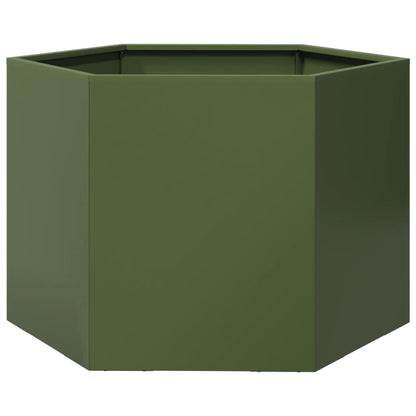vidaXL Garden Planter Olive Green Hexagon 69x60x45 cm Steel 6