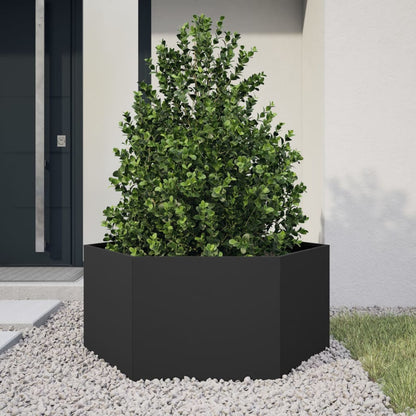 vidaXL Garden Planter Black Hexagon 104x90x45 cm Steel 2