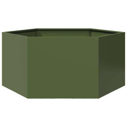 vidaXL Garden Planter Olive Green Hexagon 104x90x45 cm Steel 6