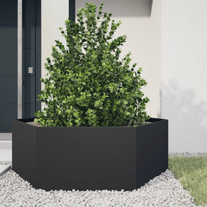 vidaXL Garden Planter Black Hexagon 138x120x45 cm Steel 1