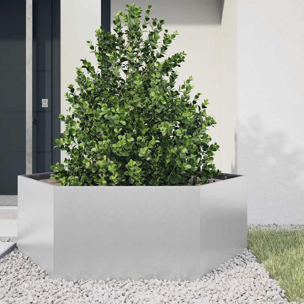 vidaXL Garden Planter Hexagon 138x120x45 cm Galvanized Steel 1