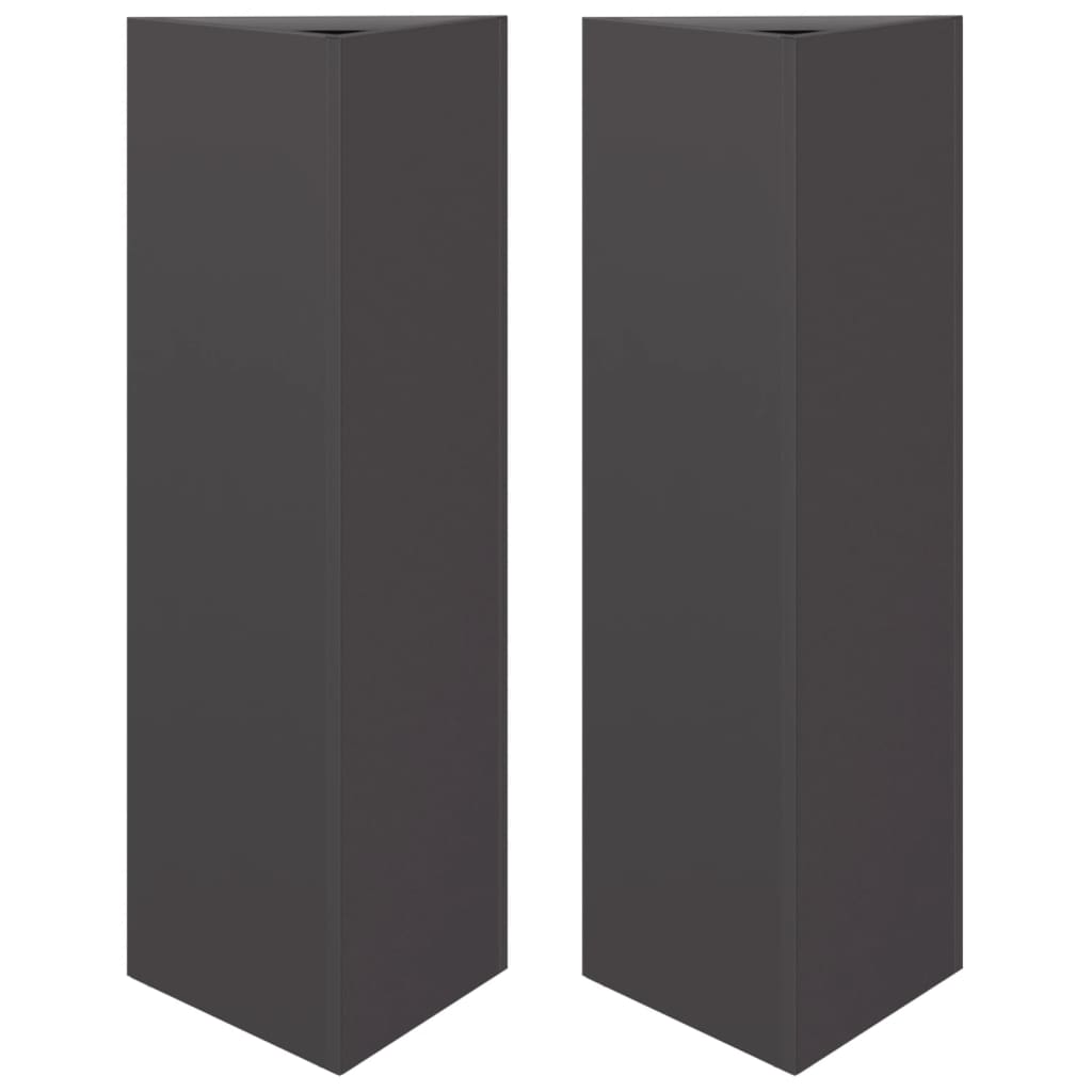 vidaXL Garden Planters 2 pcs Black Triangular 30x26x75 cm Steel 2