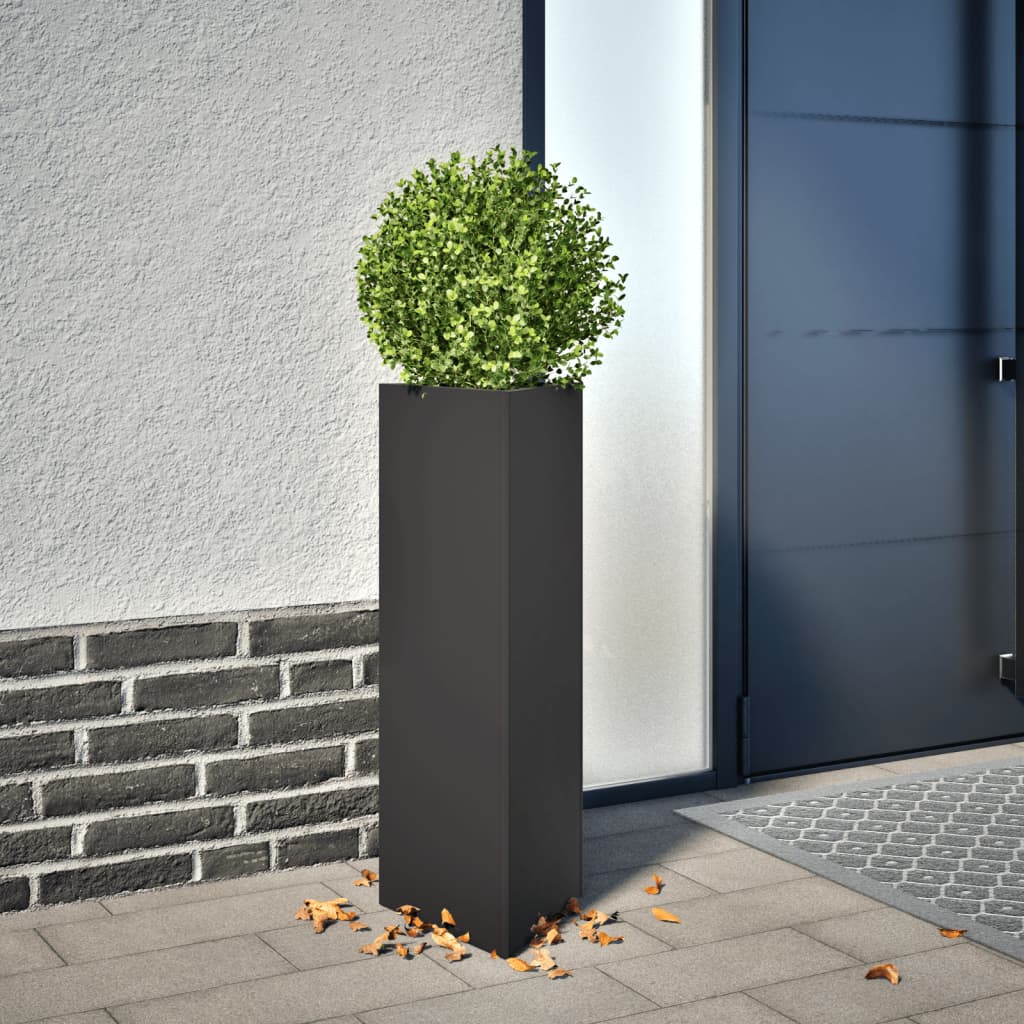 vidaXL Garden Planters 2 pcs Black Triangular 30x26x75 cm Steel 1