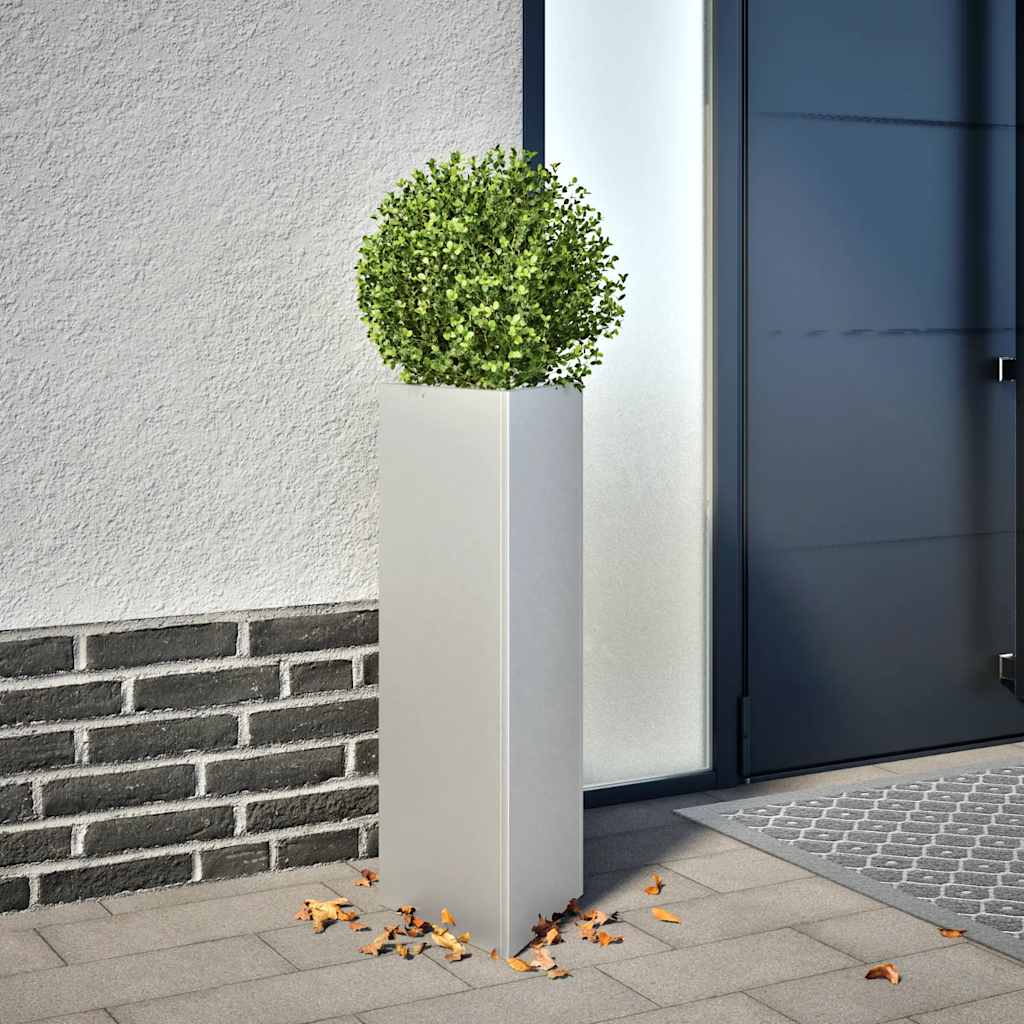 vidaXL Garden Planters 2 pcs Triangular 30x26x75 cm Galvanized Steel 1