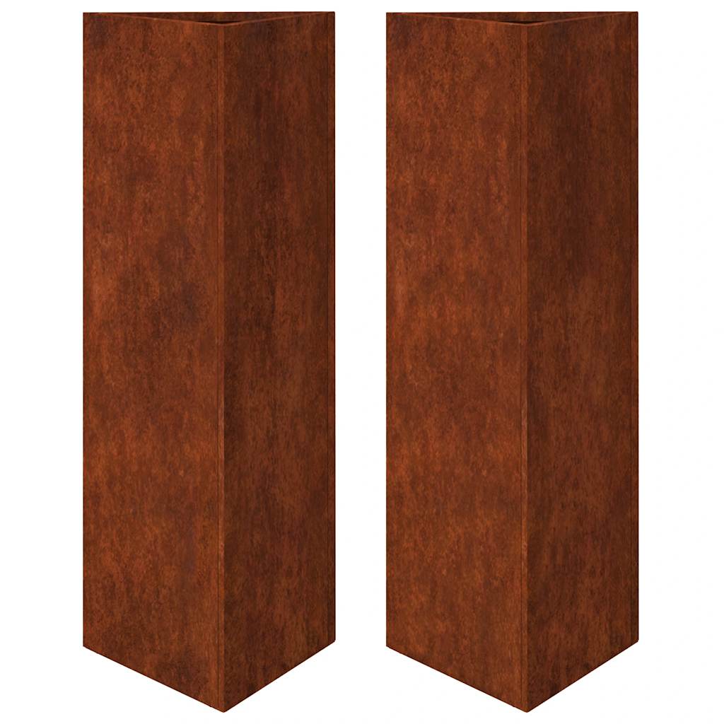vidaXL Garden Planters 2 pcs Triangular 30x26x75 cm Weathering Steel 2