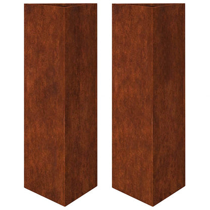 vidaXL Garden Planters 2 pcs Triangular 30x26x75 cm Weathering Steel 2