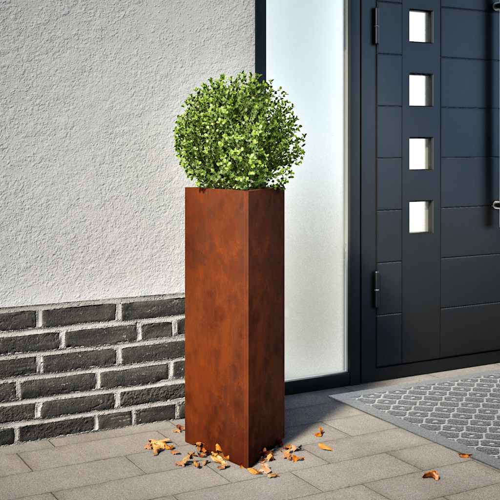 vidaXL Garden Planters 2 pcs Triangular 30x26x75 cm Weathering Steel 1