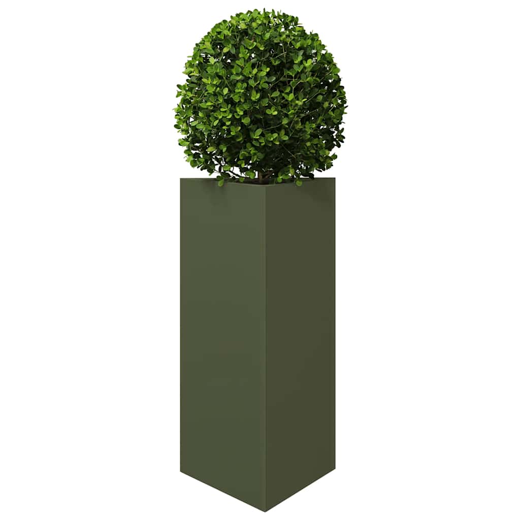 vidaXL Garden Planters 2 pcs Olive Green Triangular 40x34.5x75 cm Steel 4
