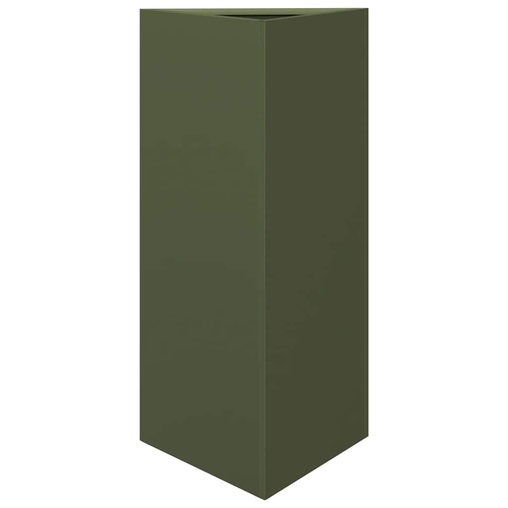 vidaXL Garden Planters 2 pcs Olive Green Triangular 40x34.5x75 cm Steel 5