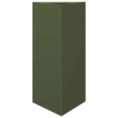 vidaXL Garden Planters 2 pcs Olive Green Triangular 40x34.5x75 cm Steel 5