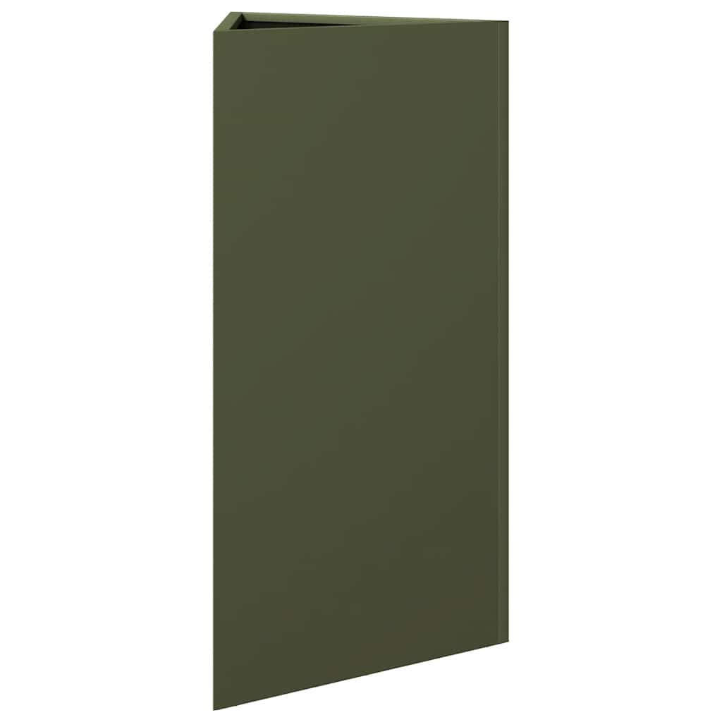 vidaXL Garden Planters 2 pcs Olive Green Triangular 40x34.5x75 cm Steel 6