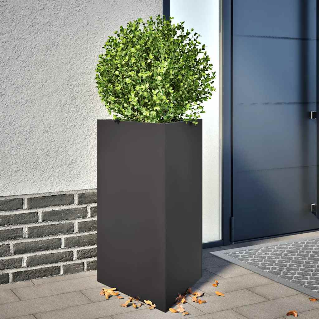 vidaXL Garden Planters 2 pcs Black Triangular 50x43x75 cm Steel 1
