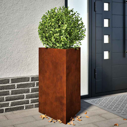 Garden Planters Black Triangular 50x43x75 cm Steel 2 pcs Weathering steel/brown