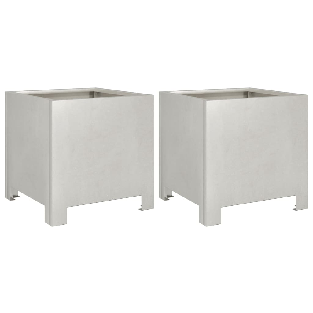 vidaXL Garden Planters 2 pcs 30x30x30 cm Stainless Steel 2