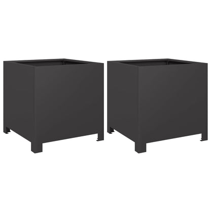 vidaXL Garden Planters 2 pcs Black 40x40x40 cm Steel 2