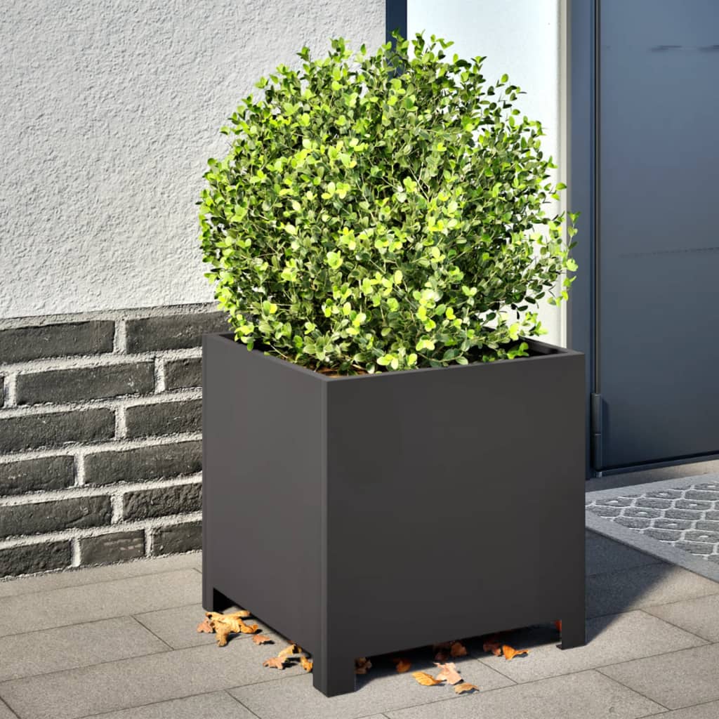 vidaXL Garden Planters 2 pcs Black 40x40x40 cm Steel 1