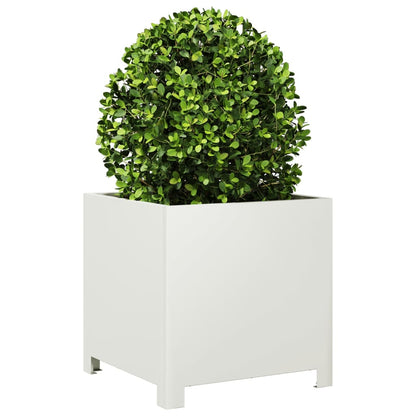 vidaXL Garden Planters 2 pcs White 40x40x40 cm Steel 4