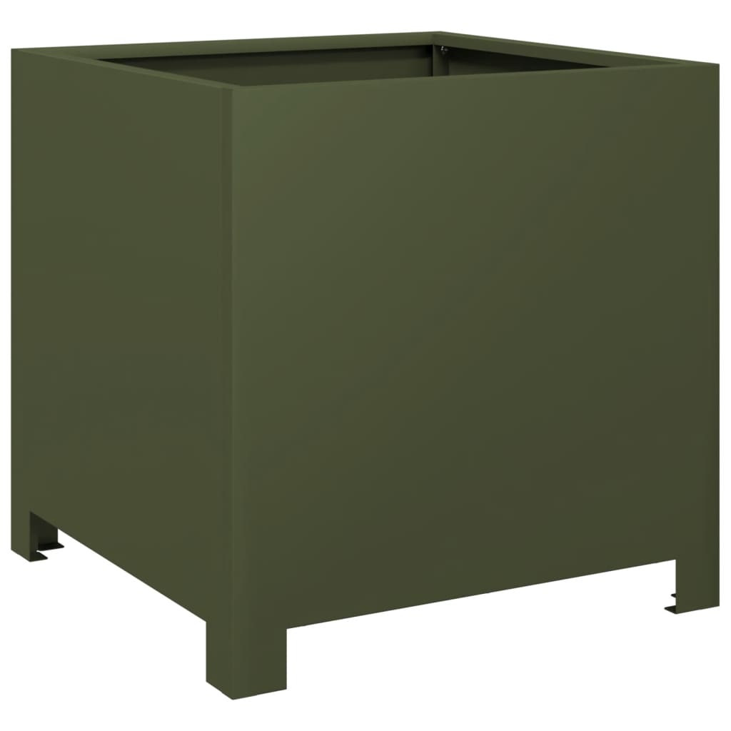 vidaXL Garden Planters 2 pcs Olive Green 40x40x40 cm Steel 4