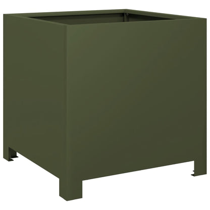 vidaXL Garden Planters 2 pcs Olive Green 40x40x40 cm Steel 4