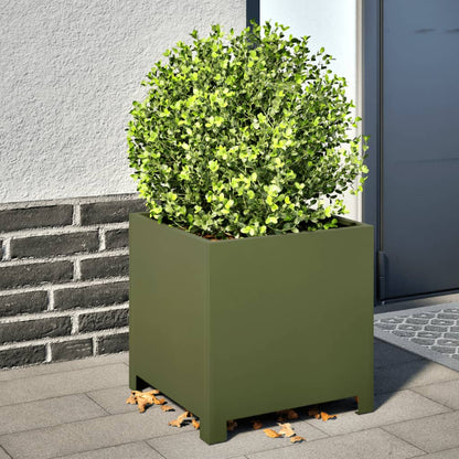 vidaXL Garden Planters 2 pcs Olive Green 40x40x40 cm Steel 1